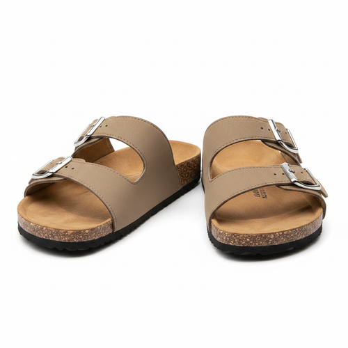 Sandalias doble hebilla cork taupe vista frontal